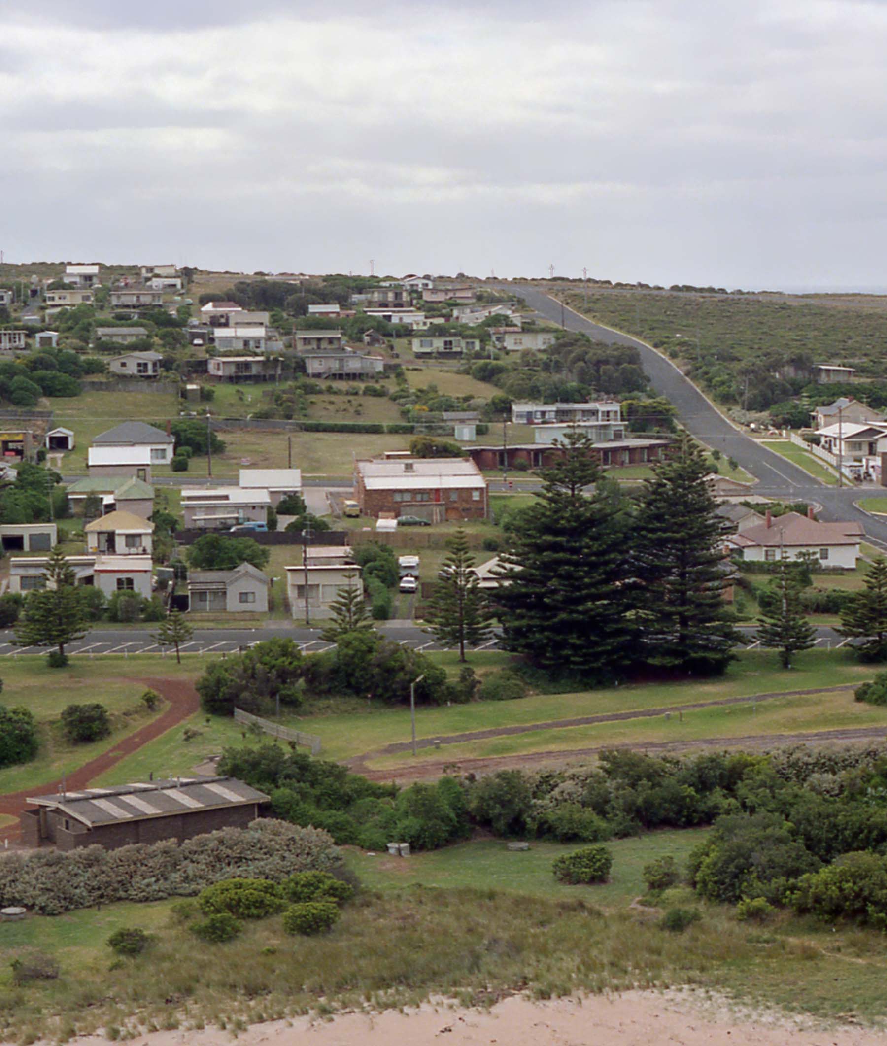 View of homes and businesses at the town of Port Campbell, near the Port Campbell National Park.