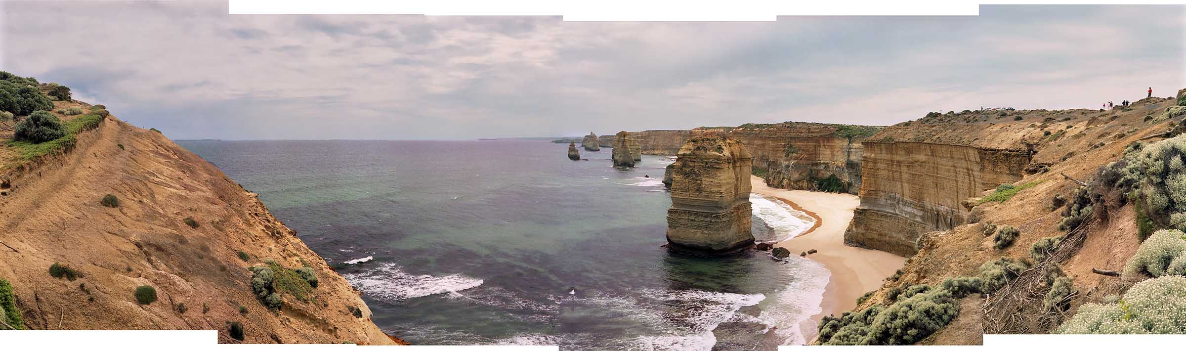 View of the Twelve Apostles, looking west, from a penisula at Port Campbell National Park.