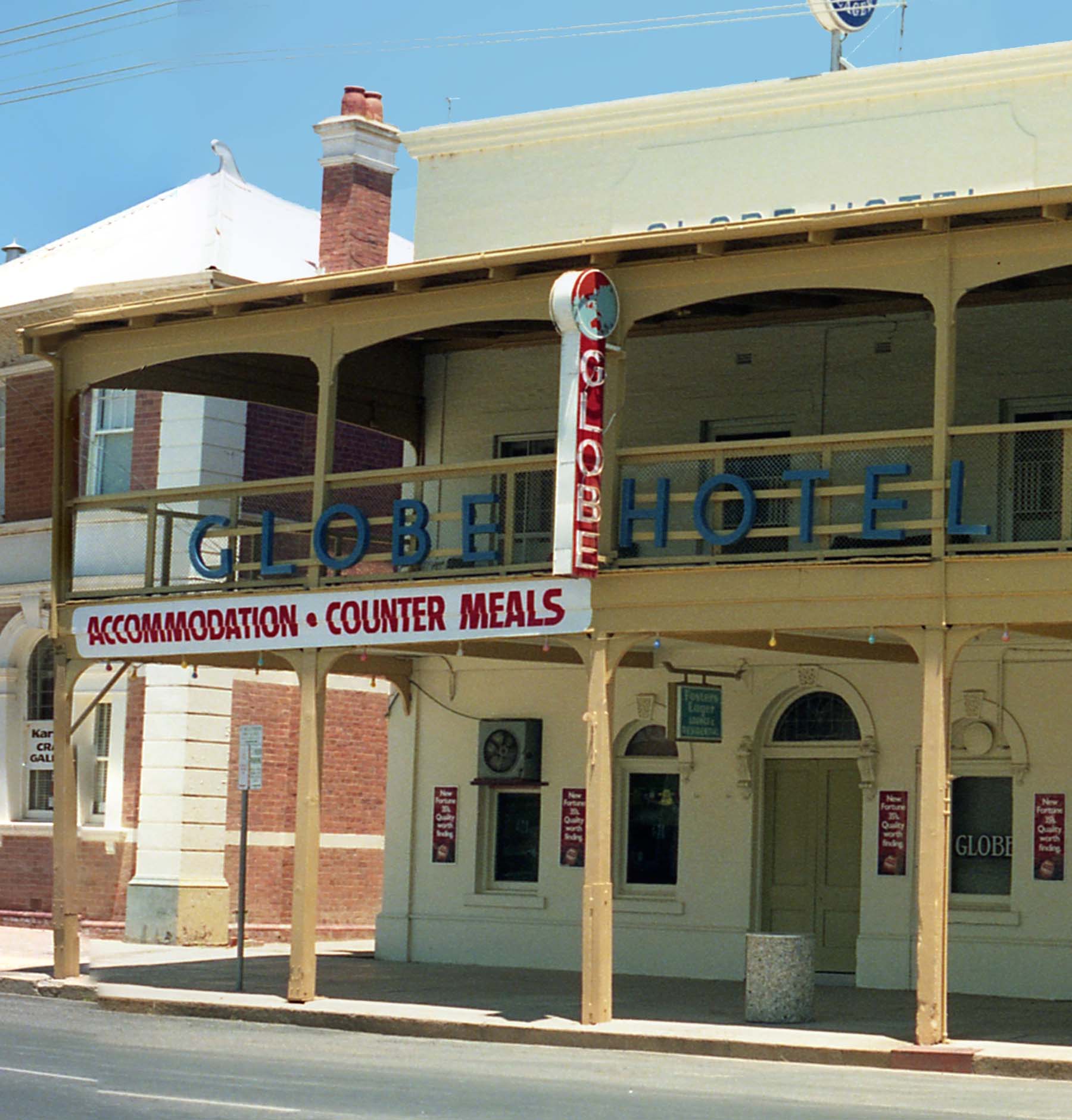 View of the Globe Hotel in Deniliquin, Australia.