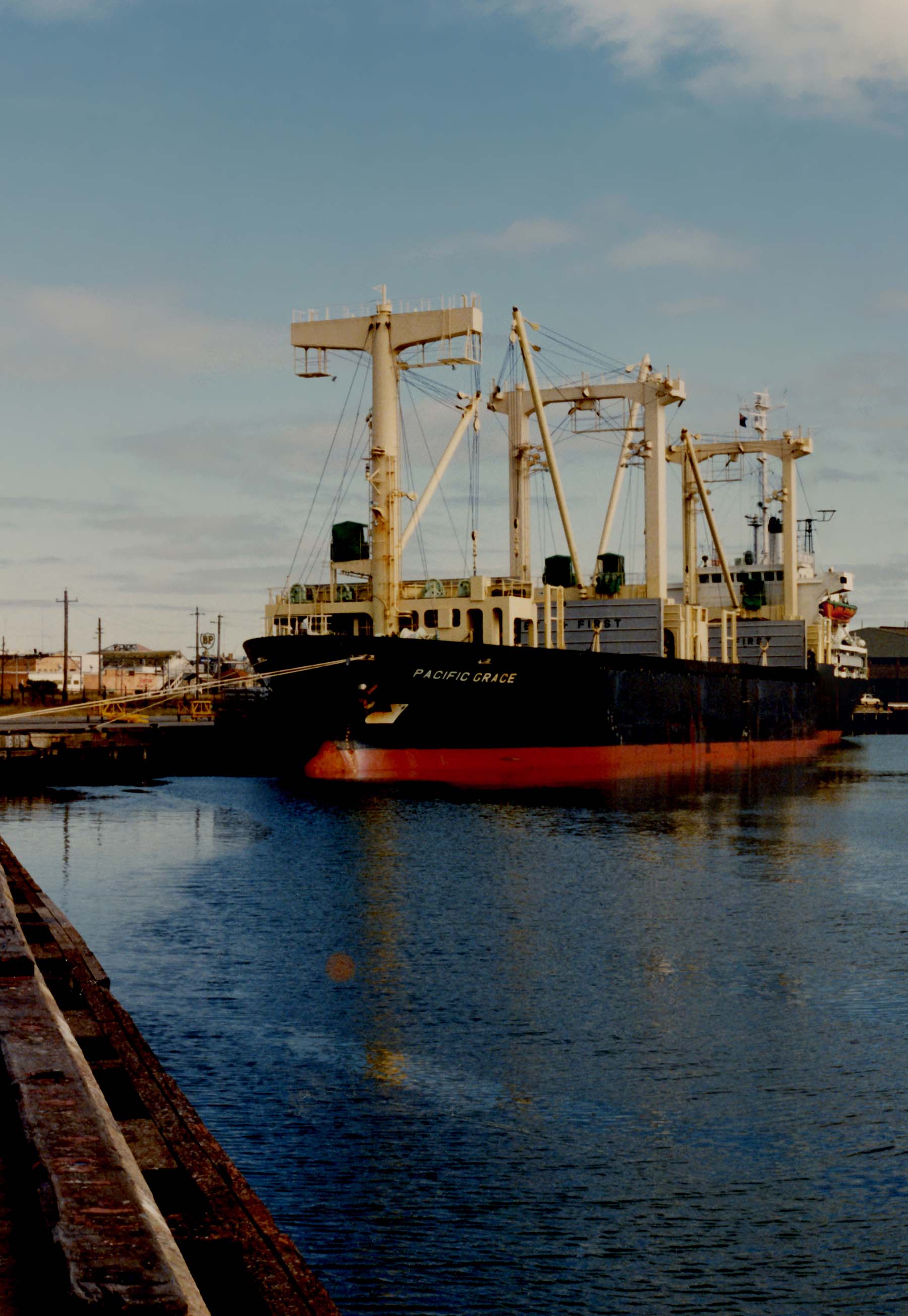 Close-up view of the Pacific Grace at the Newcastle Port.