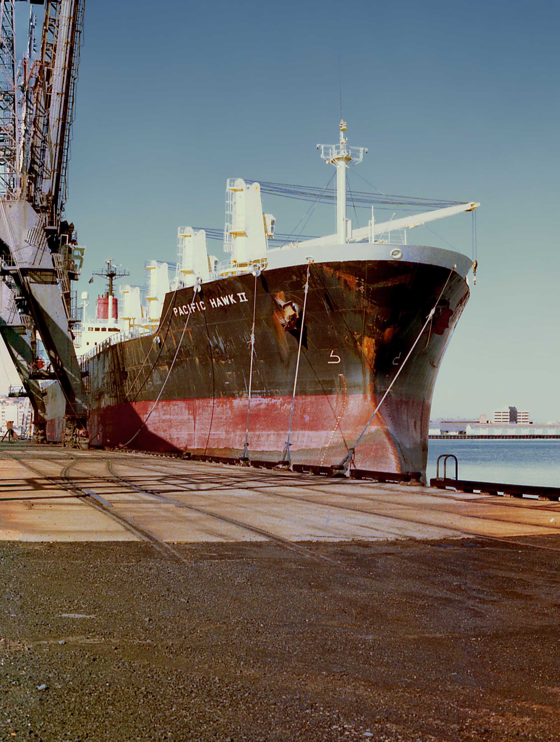 Close-up view of the Pacific Hawk II at the Newcastle Port.