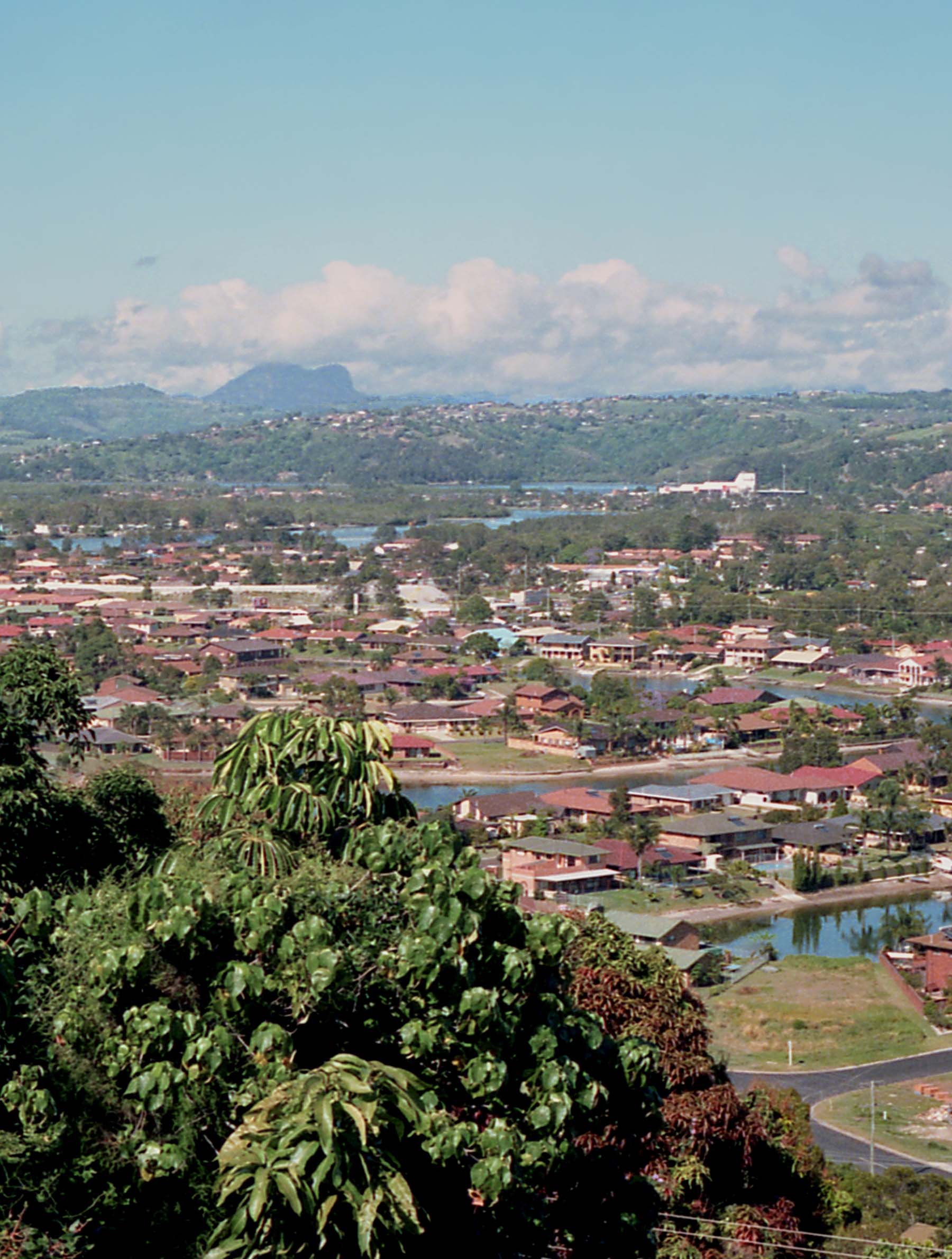 View of the mountains in the distance from Tweeds Head, Australia.